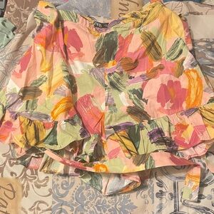 Zara Multicolor Abstract Skorts